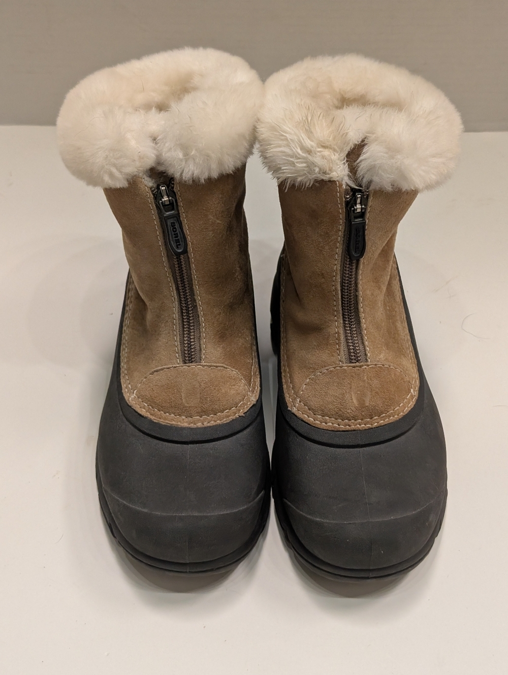 SOREL Women's 6 Snow Angel Black & Brown Short Zip Winter Boots #NL1840-234